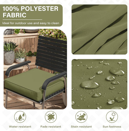 Patio Chair Cushions 22 X 22 X 4 Inch Waterproof Outdoor Seat Cushions for Patio Furniture, Outdoor Sofa Couch Pads with Ties & Handle, Set of 2, Light Green