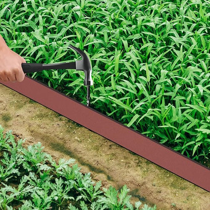 Landscape Edging Coil 33 FT, 2 Inch Tall Garden Edging Border Flexible Lawn Edging Kit with 30 Spikes, Plastic Edging for Landscaping Flower Beds Yard Pathway Paver Edging (2IN x 33FT, Brown)