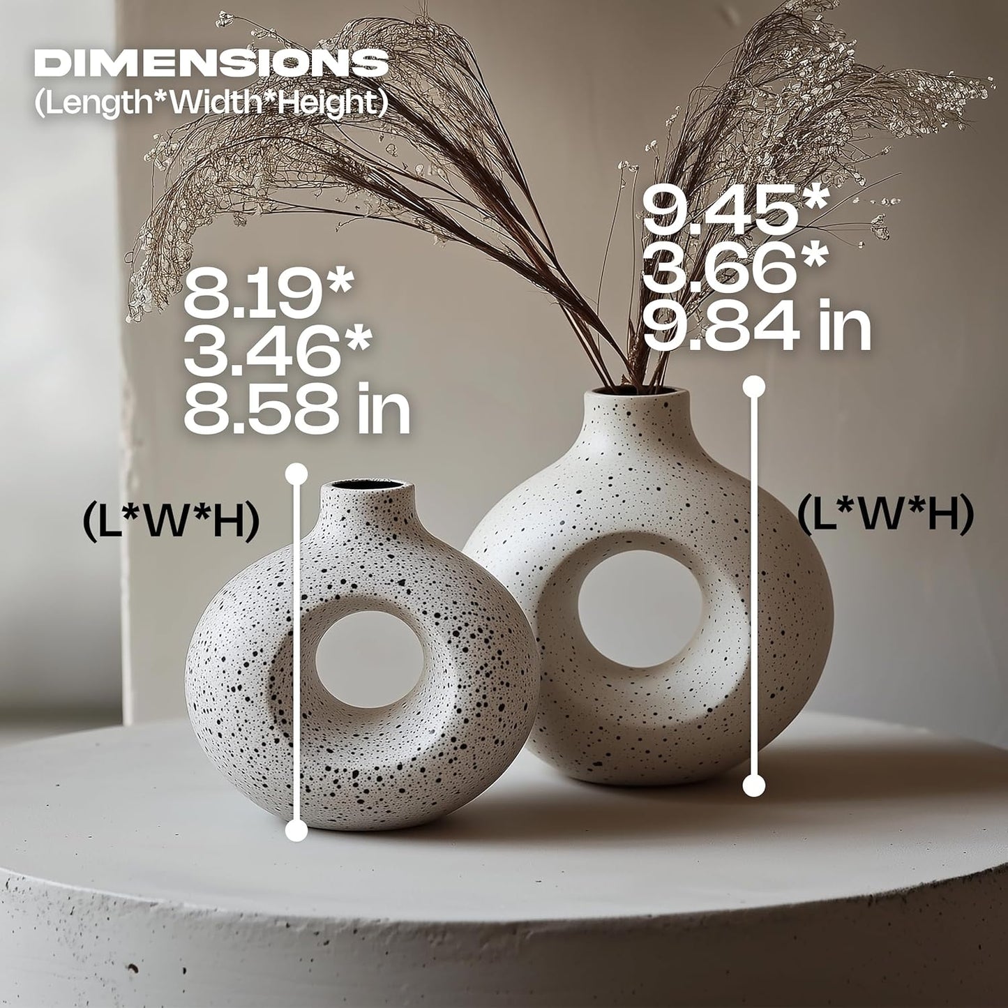 NOBULA Ceramic Bagel Vases C6 – Thoughtful for Mom – Elegant Set of 2 for Living Room, Bedroom or Table – Modern Home Decor She’ll Love – Perfect for Flowers & Plants