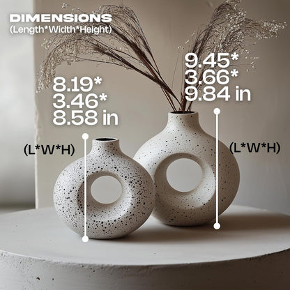 NOBULA Ceramic Bagel Vases C6 – Thoughtful for Mom – Elegant Set of 2 for Living Room, Bedroom or Table – Modern Home Decor She’ll Love – Perfect for Flowers & Plants