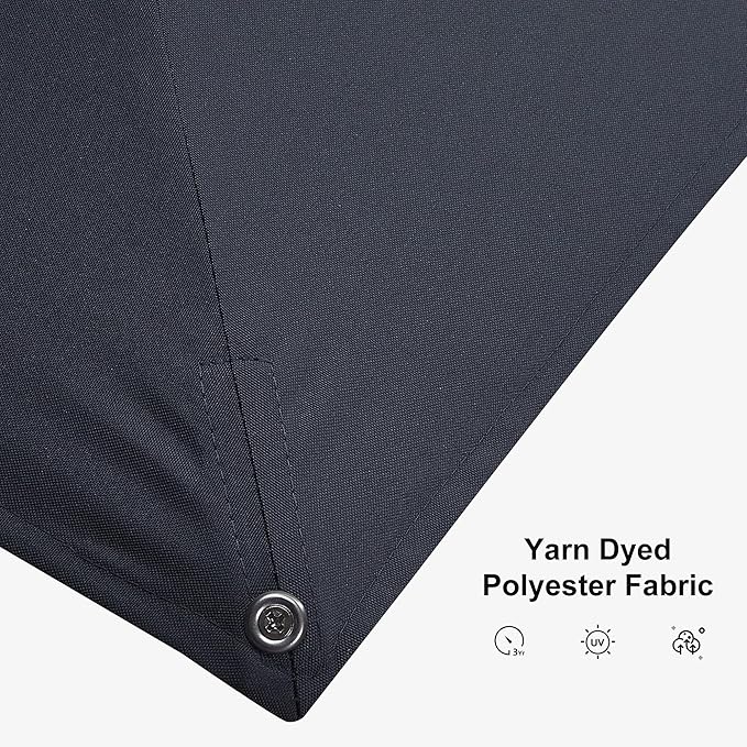 PURPLE LEAF 10 Feet Patio Umbrella Outdoor Cantilever Solar Powered LED Square Umbrella Aluminum Offset Umbrella with 360-degree Rotation for Garden Deck Pool Patio, Grey