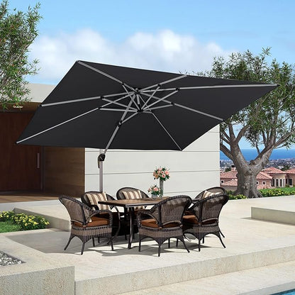 PURPLE LEAF 10' X 12' Patio Umbrella Outdoor Rectangle Umbrella Large Cantilever Umbrella Windproof Offset Heavy Duty Sun for Garden Deck Pool Patio, Grey