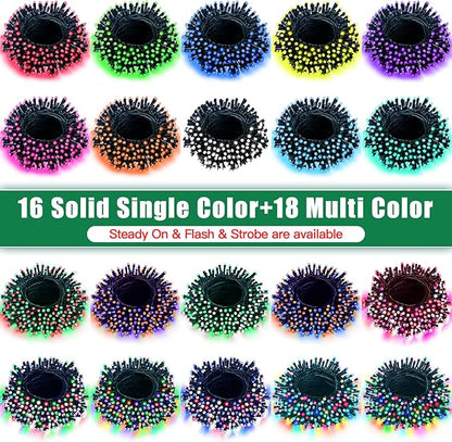 LitHome 100 LED Solar Christmas String Lights Outdoor, 33FT 34Colors Solar/USB String Lights Waterproof with Remote, 102 Modes Color Changing Christmas Light Dimmable for Xmas Tree Party Indoor Decor