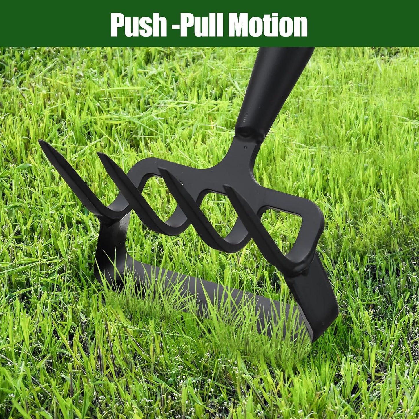 2-in-1 Garden Hoe Tool, Adjustable Length from 37 to 72inch, Ergonomic Design for Weeding and Raking, Durable and Rust-Proof Blade, Save Time and Effort