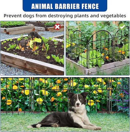 26 Pack Decorative Garden Fence, 17in X 28ft Arched No Dig Fence Border, Garden Edging Border, Rustproof Metal Animal Barrier with Ground Stake for Dog, Rabbit, Outdoor Yard Patio Decor