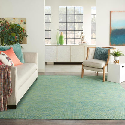 Nourison Positano Indoor/Outdoor Blue/Green 9' x 12' Area Rug, Easy Cleaning, Non Shedding, Bed Room, Living Room, Dining Room, Backyard, Deck, Patio (9x12)