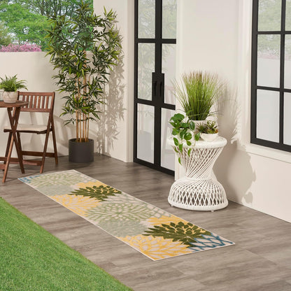 Nourison Home Aloha Indoor/Outdoor Green Multicolor 2'3" x 8' Area Rug, Easy-Cleaning, Non Shedding, Bed Room, Living Room, Dining Room, Backyard, Patio, Deck (2x8)