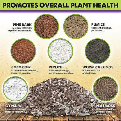 DUSPRO Recycle Pre-Mixed House Plant Potting Mix 7in1 with Potting Soil Indoor Plants, Tropical Indoor Potting Soil with Pine Bark, Pumice, Coco Coir, Perlite, Worm Castings, Gypsum, Peat Moss 20QRT