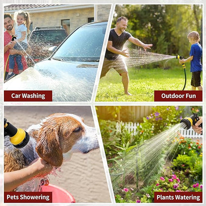 NEXCOVER Garden Hose Nozzle Sprayer - 7 Adjustable Watering Patterns Nozzle for Water Hose, Non-Slip Garden Spray Nozzle for Car Washing, Watering Plants, Pets Showering, Lawns Cleaning, Yellow