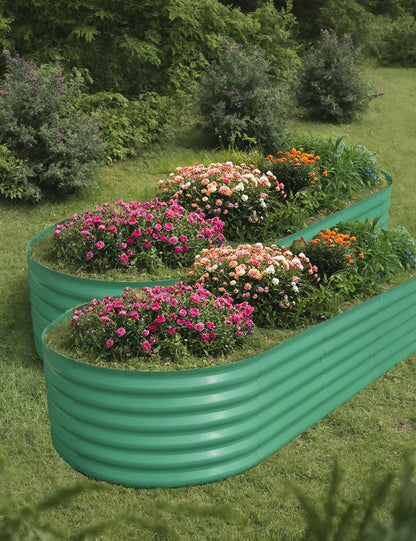 2 Pcs Raised Garden Beds Outdoor 10x4x1.5 ft - Galvanized Steel Planter Box for Vegetables, Flowers, Rust-Resistant Garden Box, Easy Assembly Raised Beds, Durable Planters for Outdoor Plants, Green