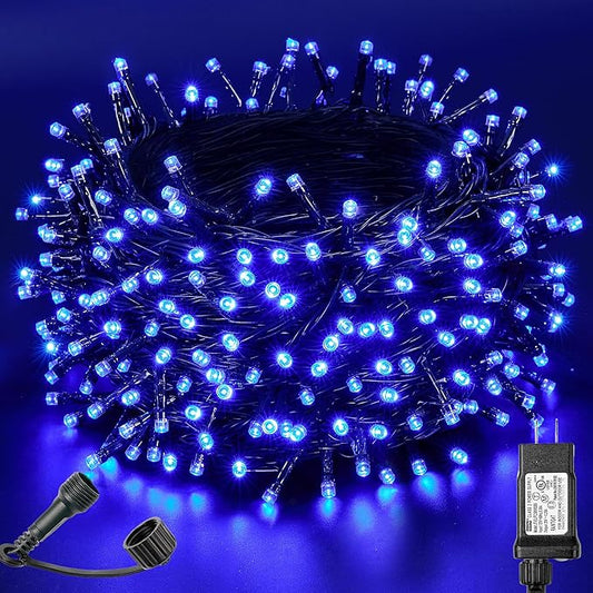 BlcTec Christmas Lights Indoor Outdoor, 300 LED 108FT Christmas String Lights with UL Certified, 8 Lighting Modes, End to End Connectable, Timer, Waterproof & Memory for Xmas Decorations, Blue