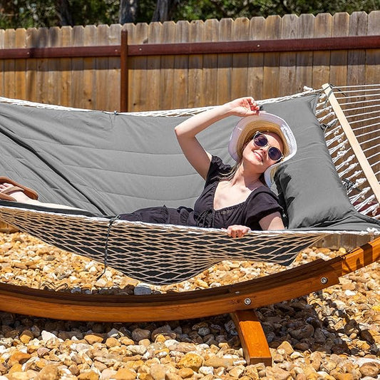 SUNCREAT 15 FT Hammocks for Outside, Two Person Hammock for Patio, Garden, Porch, Outdoor, Light Gray