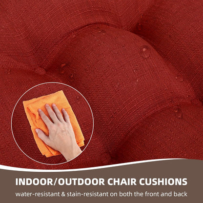 RACE LEAF Patio Chair Cushions 17x17 4 Pack, Thickened Outdoor Seat Cushions Water Resistant Stain Resistant Non-Slip Ties (Red)