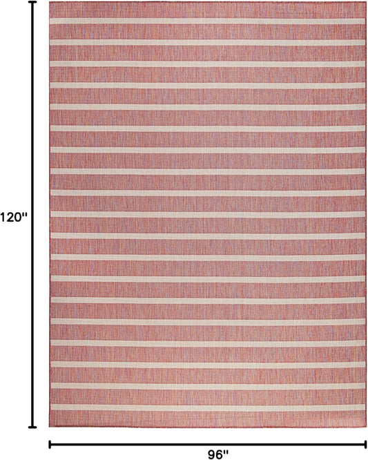 Nourison Home Positano Indoor/Outdoor Rainbow Ivory 8' x 10' Area Rug, Easy Cleaning, Non Shedding, Bed Room, Living Room, Dining Room, Backyard, Deck, Patio (8x10)