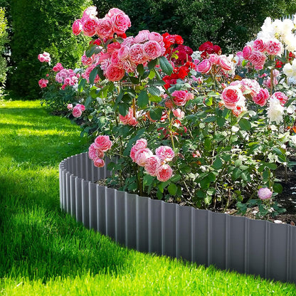 LAVEVE Corrugated Metal Garden Edging 6" x 40Ft, Landscape Edging Border for Lawn, Flower Bed, Garden Fence, Paver Edging (Dark Gray)