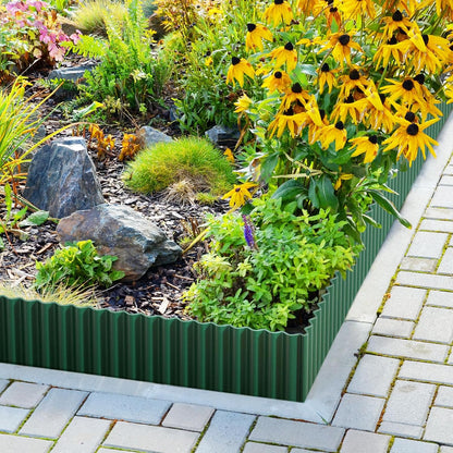 LAVEVE Corrugated Metal Garden Edging 6" x 40Ft, Landscape Edging Border for Lawn, Flower Bed, Garden Fence, Paver Edging (Green)