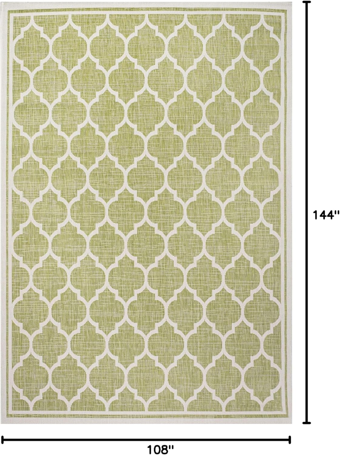 Eyely BMS109G-9 Santa Monica Trebol Moroccan Trellis Textured Weave Indoor/Outdoor Area Rug Coastal;Bohemian, Bedroom, Backyard, Patio, Easy-Cleaning, Non-Shedding, 9 X 12, Green/Cream