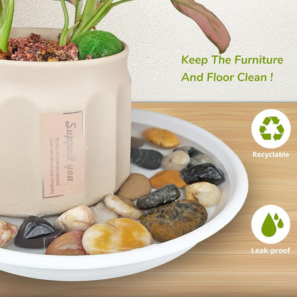 12Pcs Colourful Plant Saucer, 6 8 10 Inch Durable Plastic Plant Tray, Round Plant Pot Saucers, Drip Tray for Indoor and Outdoor Garden, White