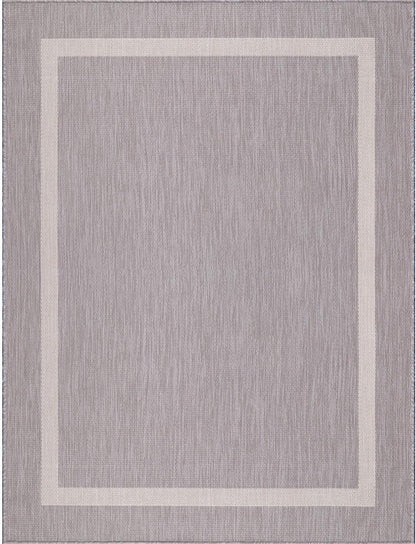Bordered Outdoor Rug 8x10 Washable Outside Carpet for Indoor Patio Porch Waterproof Easy Cleaning Non Shedding Area Rugs Gray 8 x 10