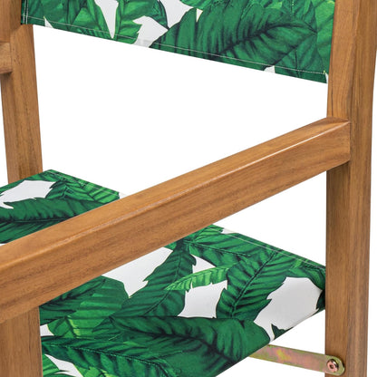 JONATHAN Y DRC1001A-SET2 Cukor Classic Vintage Outdoor Acacia Wood Folding Director Chair with Canvas Seat Mid-Century, Modern, Traditional, Classic, Coastal, Green Leaf/Teak Brown (Set of 2)