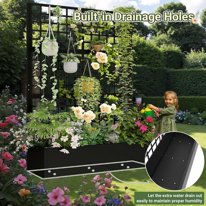 Metal Planter with Trellis 72" x 47’’ x 16", Raised Garden Bed with Trellis, Planter Box with with Privacy Screen for Climbing Plants, Flowers, Vegetables, Fruits