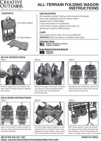 Creative Outdoor Original Folding Wagon All-Terrain Wheels