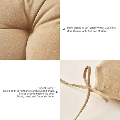 ARTPLAN All Weather Chair Outdoor Cushions Wicker Tufted Pillow with Back for Outdoor Furniture