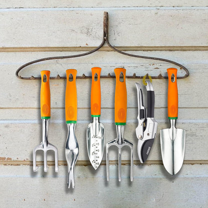 UKOKE Garden Tool Set, 12 Piece Aluminum Hand Tool Kit, Garden Canvas Apron with Storage Pocket, Outdoor Tool, Heavy Duty Gardening Work Set with Ergonomic Handle, Gardening Tools for women men