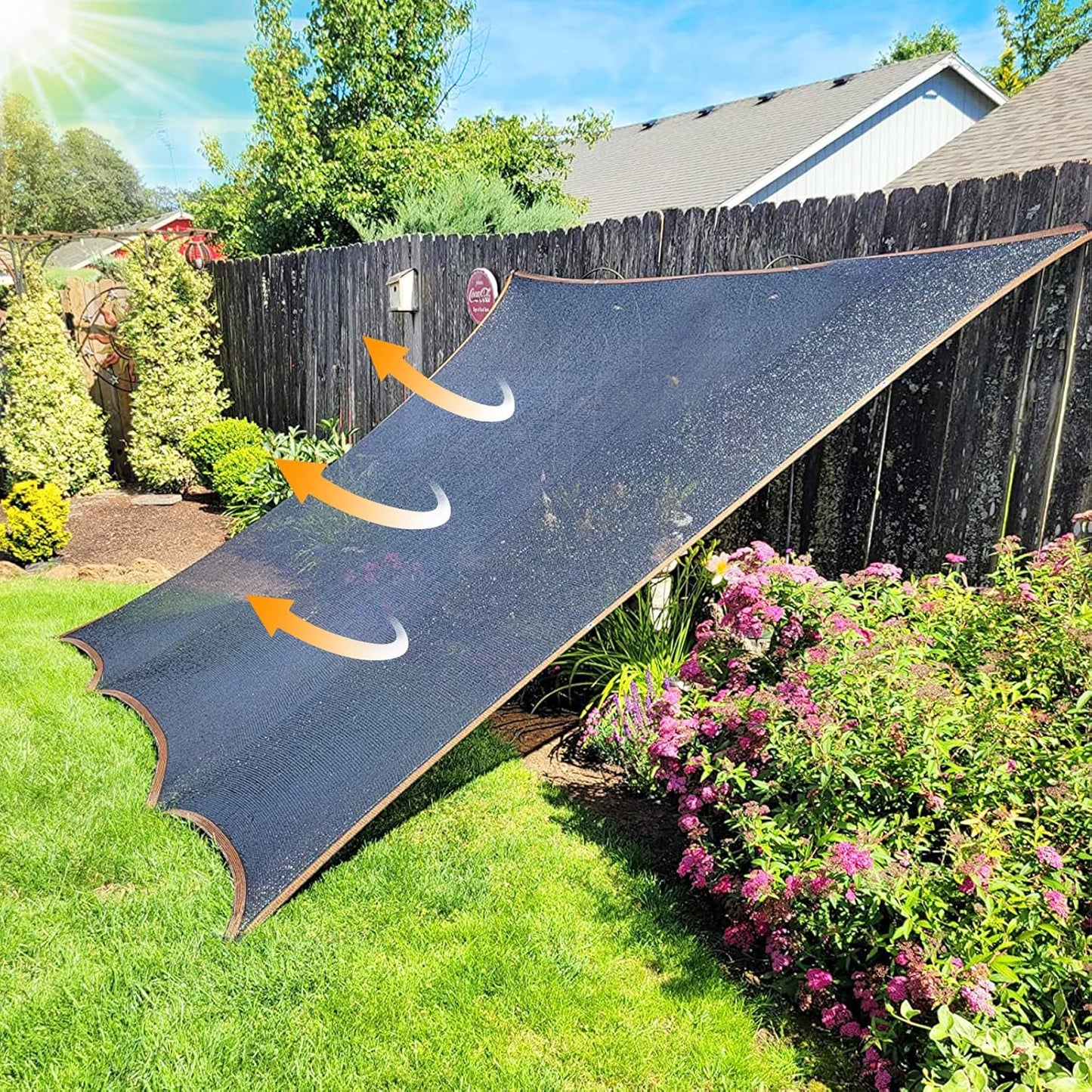 QLOFEI 60-70% Shade Cloth with Grommets, Sunblock Shade Sail Mesh Tarp for Plant Greenhouse, Easy to Hang Shade Cloth for Patio Kennel Chicken Coop Lawn Garden Shade Neting Cover, 10x14 FT