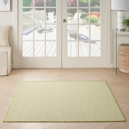 Nourison Home Courtyard Indoor/Outdoor Ivory Green 5' x Square Area Rug, Easy Cleaning, Non Shedding, Bed Room, Living Room, Dining Room, Backyard, Deck, Patio (5 Square)