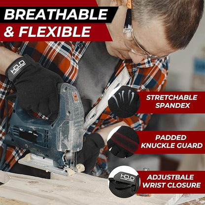 HANDLANDY Work Gloves for Men & Women, Utility Mechanic Working Gloves Touch Screen, Flexible Yard Work Gloves