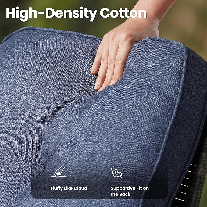 ovios 7 Pieces Patio Furniture Set, Outdoor Wicker Sofa with Swivel Chairs, Coffee Table, All Weather High Back Rattan Loveseat Couch with Comfy Cushions, Denim Blue