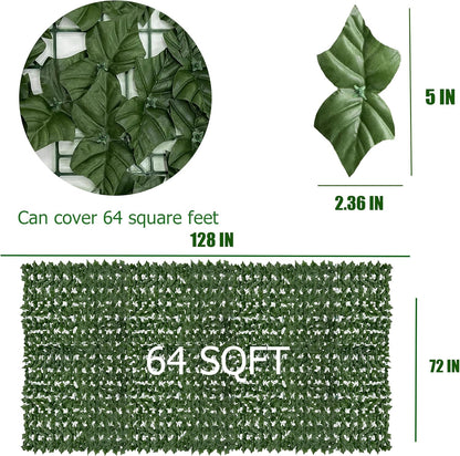 Artificial Ivy Privacy Fence Roll Screen,128" by 72" (64 SQFT) UV-Anti Faux Hedge Fence and Fake Ivy Vine Leaf Wall Panels for Indoor&Outdoor Green Backdrop, Garden Greenery Decor