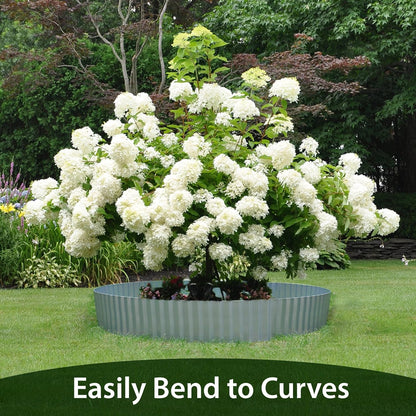 Worth Wide-Corrugated Galvanized Steel Landscape Edging, 10" x 20Ft Flexible Sturdy Metal Lawn Garden Edging Long Strips for Raised Flower Bed Tree Surrounds, Silver