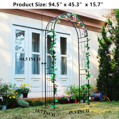 Metal Garden Arch, Wedding & Event Decoration, 94.5" H x 45.3" W Garden Arbor Trellis for Climbing Plants, Assemble Easily for Wedding Garden Arch Bridal Party Decoration High Arbor
