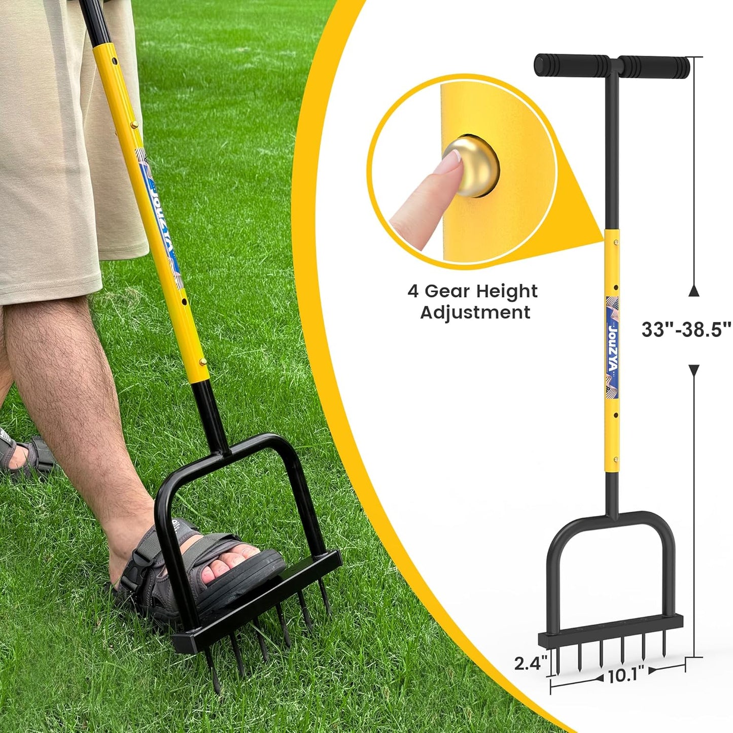 Lawn Aerator Tool, Lawn Aerator with six 6mm Extra-Large Spikes, Clears Leaves and Dirt, Metal Hand Aerator for loosening Soil, aerates Patio and Garden