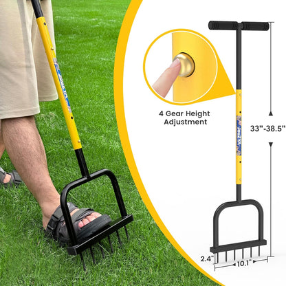 Lawn Aerator Tool, Lawn Aerator with six 6mm Extra-Large Spikes, Clears Leaves and Dirt, Metal Hand Aerator for loosening Soil, aerates Patio and Garden