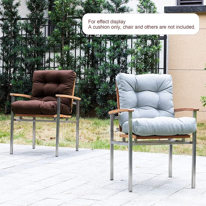 ARTPLAN All Weather Chair Outdoor Cushions Wicker Tufted Pillow with Back for Outdoor Furniture