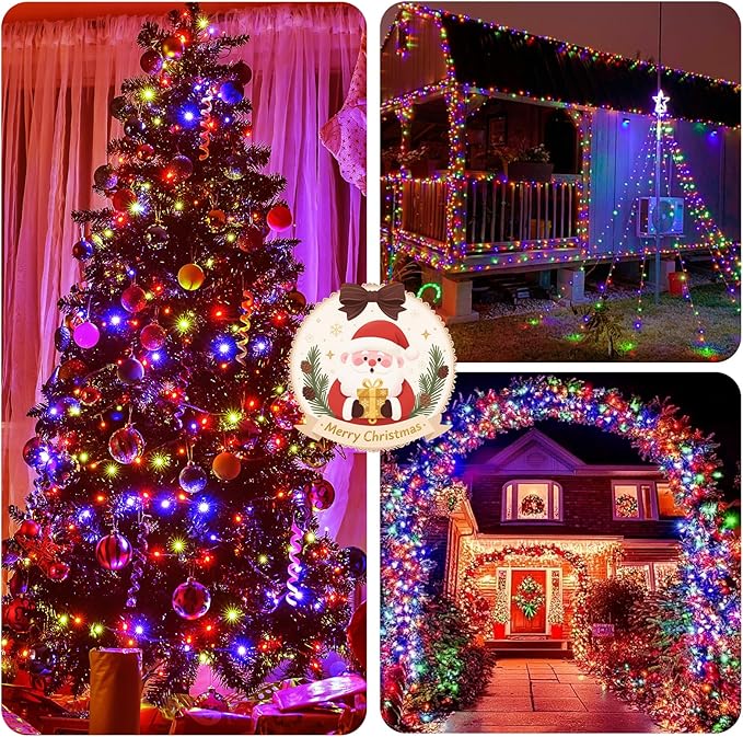 50FT 1000 LED Cluster Christmas Lights, Christmas Tree Lights Outdoor Indoor with 8 Modes & Timer & Remote, Firecrackers String Lights Waterproof for Garland Party Xmas Decorations, Multicolor
