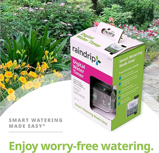 Raindrip Digital Hose-End Automatic Water Timer, Connects to Garden Faucets and Hose Bibbs, with Back-Lit LCD Screen for Drip Irrigation, Garden, Self-Watering, Grey