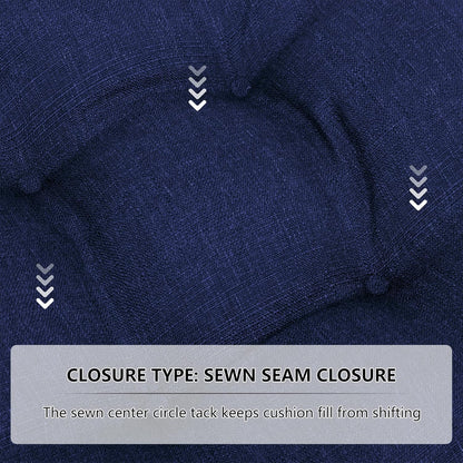 RACE LEAF Outdoor Seat Cushions Set of 2, 19" x 19" Square Patio Cushions, Plump Filling Tufted Water-Resistant Olefin Chair Seat Cushion with Ties for Non-Slip Support, Navy