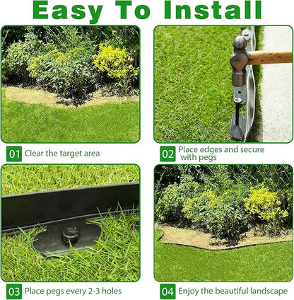Landscape Edging Border 60 FT 2 Inch Tall with 120 Spikes, Plastic Edging for Landscaping, Garden Edging Border， Flower Bed, Paver and Lawn Edging Border, Black
