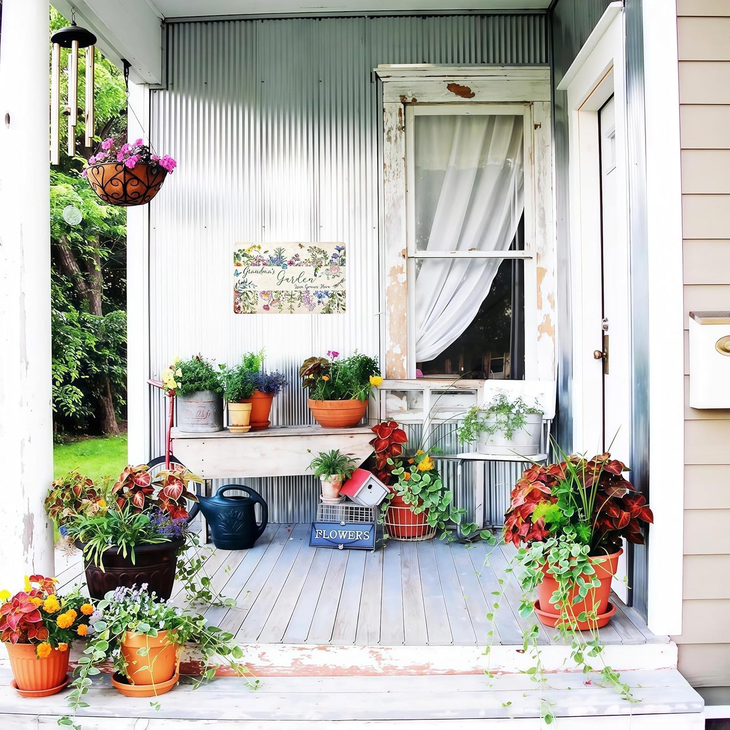 Bestylez Gardening Gifts Vintage Gardening Signs Grandma‘s Garden Love Grows Here Tin Sign for Home Garden Greenhouse Living Room Bedroom Yard Cottage Outdoor Decor 8X12 Inch (3356)