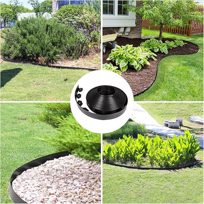 JERIA 2 Inch Tall 33 FT Garden Edging Kit with 45pcs Spikes, Plastic Edging for Landscaping