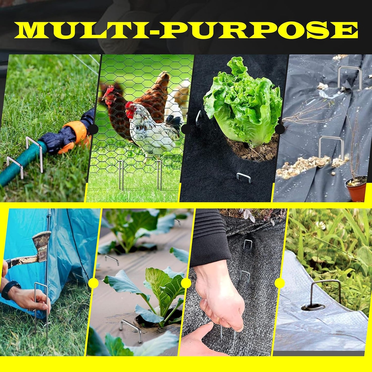 75 Pack x 6 Inch Landscape Staples Galvanised, Fabric Pins, 11 Gauge, Garden Staples, Tent Stakes, Fabric Pins for Lawn, Fence, Tent, Decoration, Weed Barrier, Outdoor. (75 x 6in)