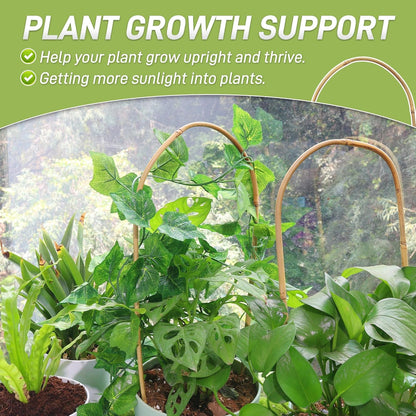 Avalution 16" Natural Bamboo Plants Trellis U-Hoop,Bamboo Gaeden Trellis U-Shape for Climbing Plant Support-10PCS