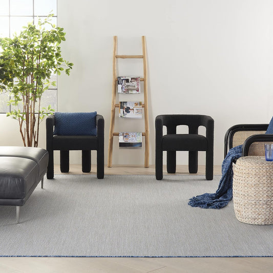 Nourison Home Courtyard 108" x 144" Fabric Indoor/Outdoor Rug in Ivory Blue