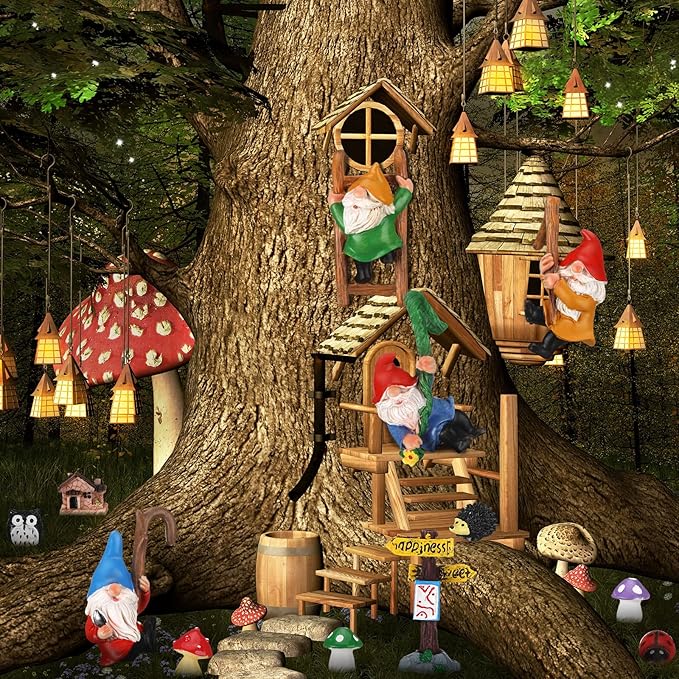 Jetec Gnomes Fairy Resin Statues Miniature Garden Accessories Mini Dwarf Figurine Fairy Miniature Ornament DIY Kit Micro Landscape Ornaments for Outdoor Indoor Patio Yard Lawn Garden ﻿ (Climb Gnomes)