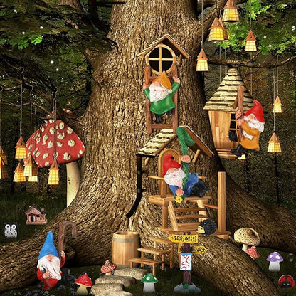 Jetec Gnomes Fairy Resin Statues Miniature Garden Accessories Mini Dwarf Figurine Fairy Miniature Ornament DIY Kit Micro Landscape Ornaments for Outdoor Indoor Patio Yard Lawn Garden ﻿ (Climb Gnomes)