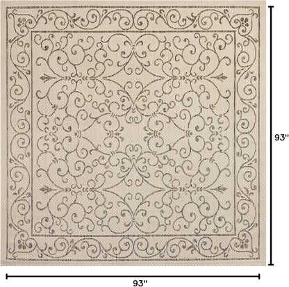 JONATHAN Y SMB106A-8SQ Charleston Vintage Filigree Textured Weave Beige/Brown 8' Square Indoor/Outdoor Area Rug, Pet Friendly, Non-Shedding, Stain Resistant, Easy-Cleaning for Backyard, Patio, Porch